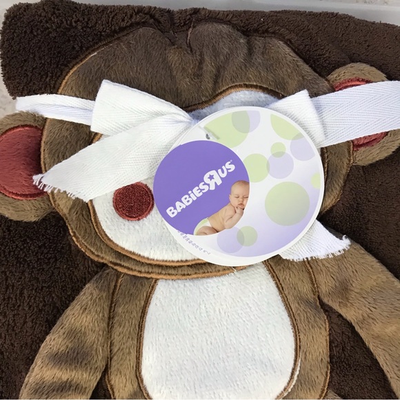 Babies R Us Brown Monkey Baby Blanket Cream Off White Floppy Legs New - Picture 4 of 6